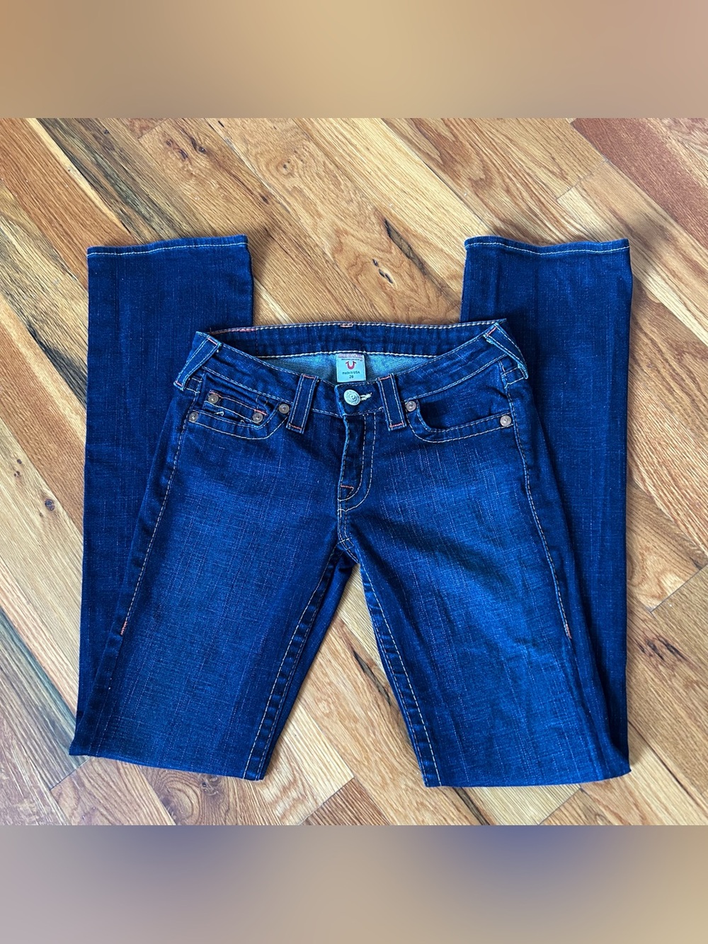 True Religion Women's Low Rise Dark Blue Bootcut Jeans